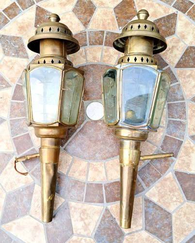 Pair vintage brass carriage - vintage,