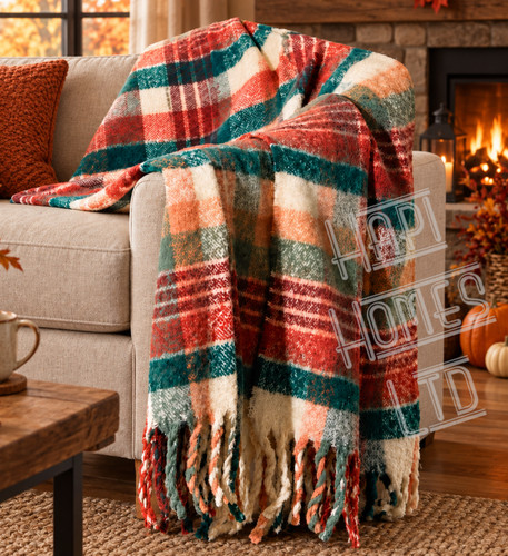 Autumn check faux mohair - faux,