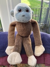 8” Plush Toy Monkey, Chimpanzee, hook/loop hands,  VGC