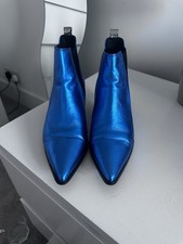 Hush Electric Blue Metallic Pixie Boots Size 39 Used excellent Condition
