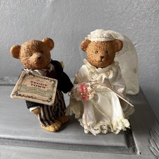 Bride And Groom Bears, Vintage 1980's Style 7" Tall.
