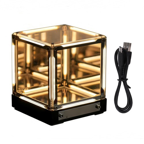 Yellow infinity mirror cube - mirror,