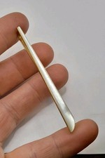 Old Vintage Gold Tone Mother Of Pearl Tie Bar Clip - Classic Gents Accessory 