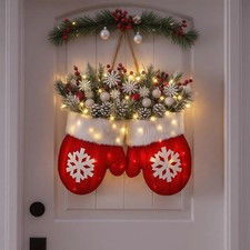 Christmas Garland Creative Glove Shaped Flower Wreath Window Door Gate Decor