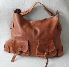 Vtg Russell & Bromley Genuine Leather Large Shoulder  Bag 47x34cm Warm Tan Brown
