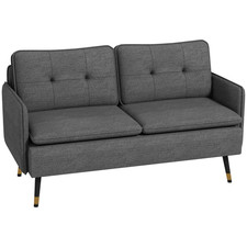 Compact Dark Grey Two-Seater Sofa with Padded Comfort for Small Spaces