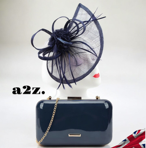 Navy blue fascinator evening - navy,