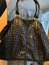 Top Shop Soft Snake Print Black  Suede Bag