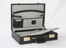 Mens Leather Black Briefcase with Combination Golden Lock Pro Executive