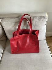 Real Leather Red Tote Bag