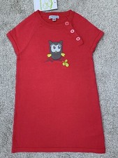 NEW Vertbaudet Girls Cute Tunic Red Owl Jumper Dress Age  18-24 24-36 Months