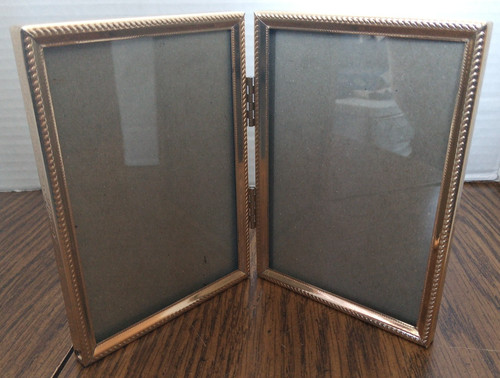 Brass hinged double picture - brass,
