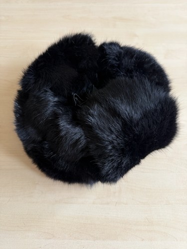 Vintage ussr black rabbit fur - black,