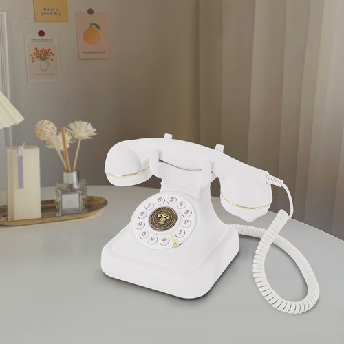 Vintage white rotary telephone - vintage,