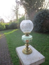 Antique Brass & Glass Oil Lamp