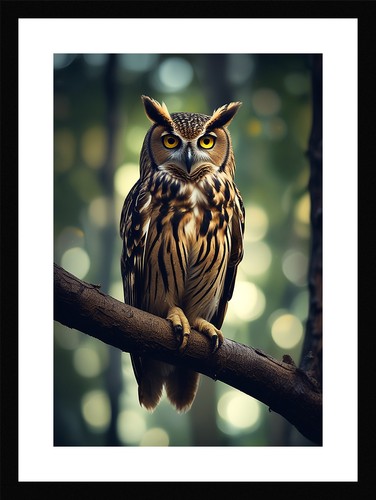 Moody owl framed - owl, wall