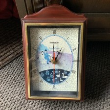 FABULOUS SMALL KEY CUPBOARD WITH CLOCK FRONT AND MAHOGANY FINISH