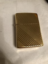 Zippo  Gold Plated Diagonal Design - RARE 1990s Brand New  ex dis[lay