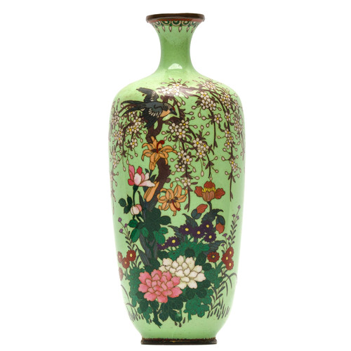 Japanese cloisonne vase - cloisonne, lime