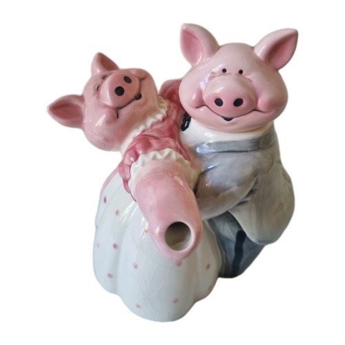 Dancing pigs tea - pot, with