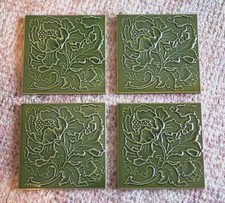 Vintage Fireplace Tile Green Floral Design England