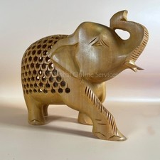 Hand-Carved Wooden Elephant Ornament – Polished with Etched Detailing