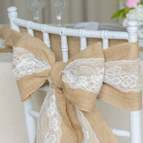 Hessian sash with lace - hessian, edging