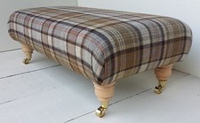 Large Handmade Footstool in 100% Wool Tartan Tweed. 21 fabrics to choose from!