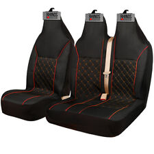 FOR VW TRANSPORTER T4/T5/T6 - LUXURY QUILTED RED PIPING VAN SEAT COVERS - 2+1