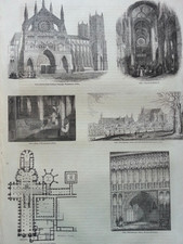 Antique Print c1860 – Funeral of Henry V Westminster Abbey Transept Engraving