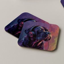 Neapolitan Mastiff Coaster Drinks Tea Coffee Music Headphones DJ Music Big Dog