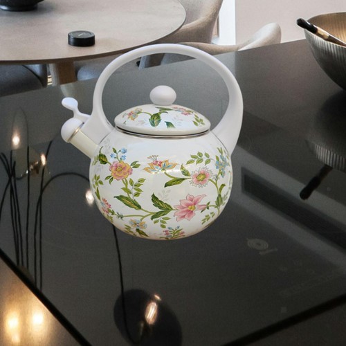 Enamel tea kettle whistling - tea,