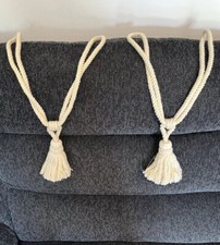 Decorative Double Tassel Rope Curtain Drape Tie Backs Cream.