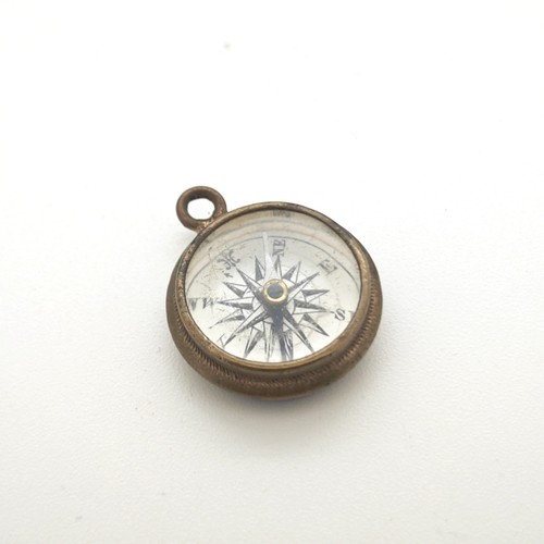 Brass compass watch fob - watch,