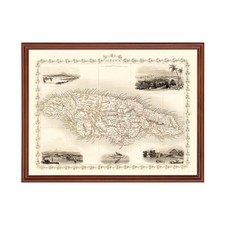 Old Map of Jamaica 1851 -