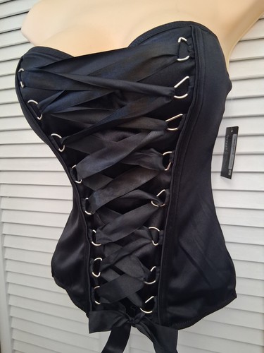 Black corset laceup front l - sz,