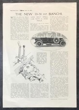 BIANCHI 10-30 HP Road Test Reprint from The MOTOR 12 JUN 1928