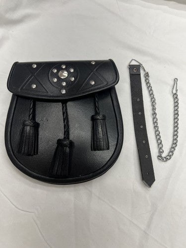 Sporran leather black with - leather,