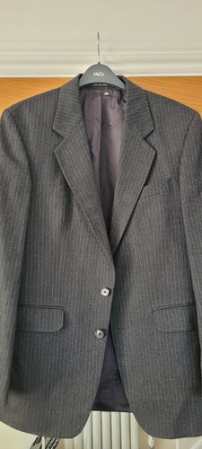 Grey striped wool jacket - jacket, 38"