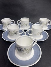 Set of 6 Wedgwood Susie Cooper "Glen Mist" Coffee Cans Demitasse & saucers