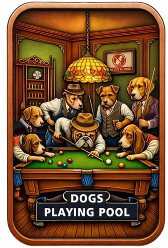 Dogs playing pool 5oz - dogs,