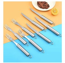 Steak Set 8Piece Service for 4, Stainless Steel 4Dinner Forks 