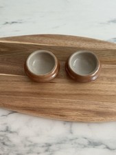 Two Stoneware Vintage Brown Butter Pat Dish X2 Country Farmhouse Café France