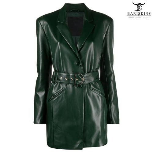Women leather blazer coat - women's,