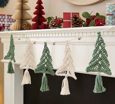 Woven Crochet Christmas  garland Trees Hanging Decoration Christmas 
