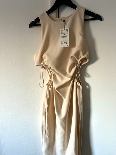 Zara cream maxi dress size - zara, m