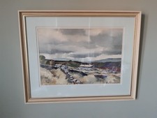 20th century watercolour landscape by Tom Sykes Rain over Greenhow