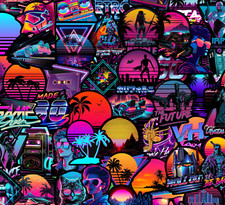 25/50 Piece Retrowave Sticker