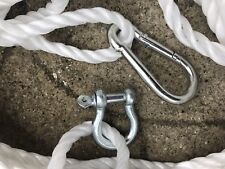 50FT OF NEW 10MM ROPE WHITE ANCHOR BOAT MOORING WITH 10MM SNAP HOOK & SHACKLE B