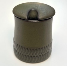 Vintage Denby Mustard Pot Chevron Design No spoon Olive/Khaki Green